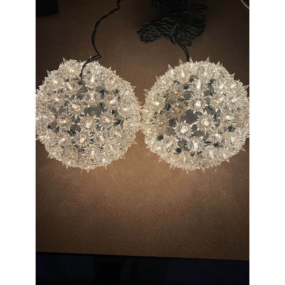 VTG 2 Christmas 200 Light Super Spheres White Indoor Outdoor 6" Balls Starlights